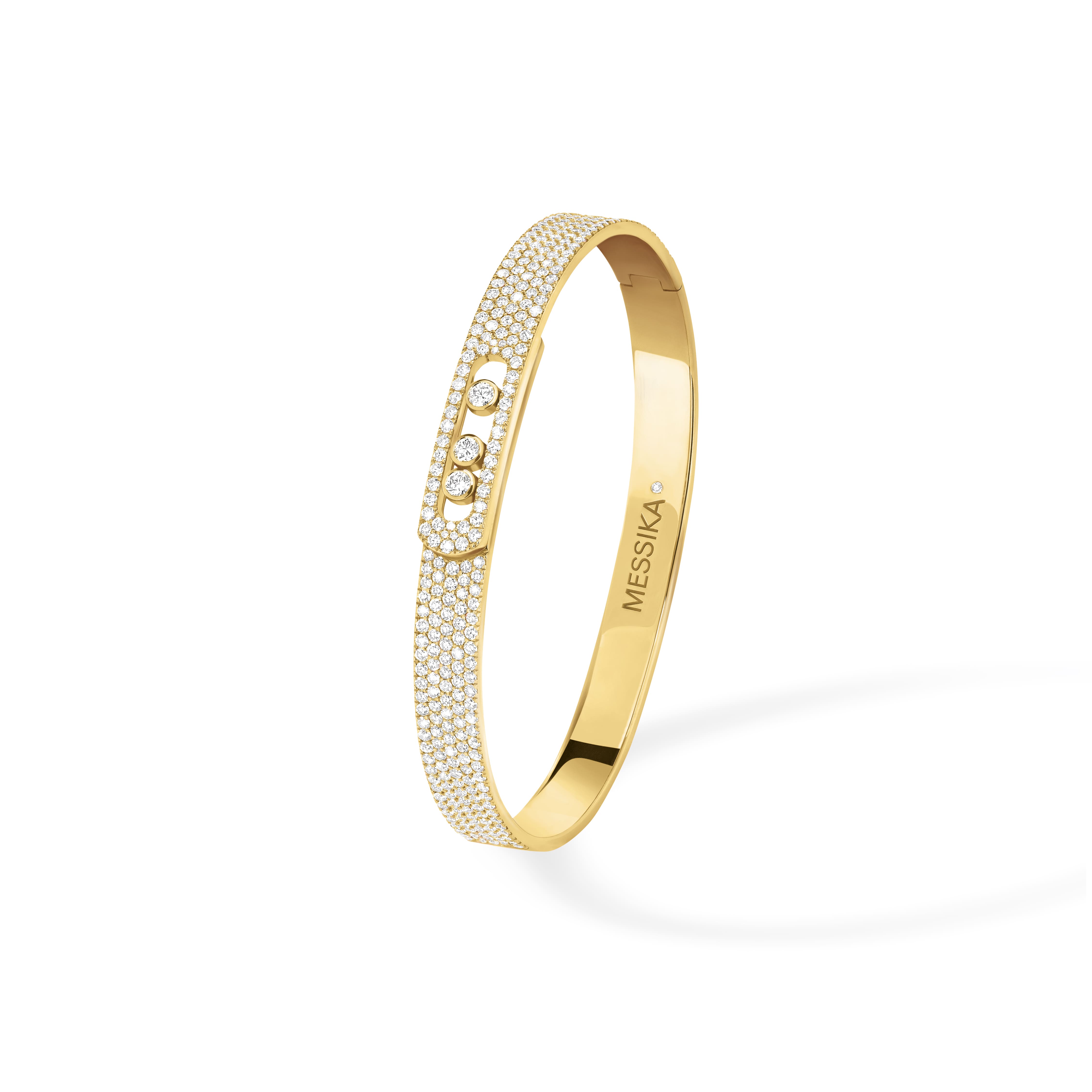 Messika Move Romane 18K White Gold Bangle Diamond Bracelet, Size Small, Bracelets Bangle Bracelets