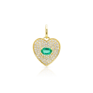 Anne Sisteron Emerald Heart Charm Pendant
