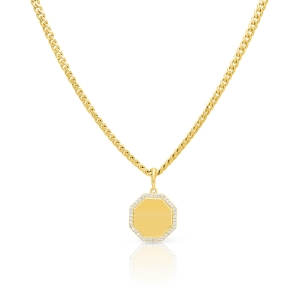 Anne Sisteron Octogan Pendant Chain Link Necklace