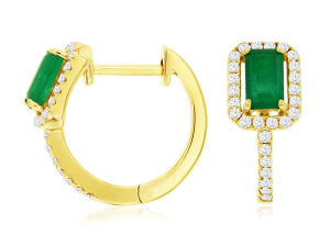 Kirk Signature Emerald Hoop Earrings C9548EM