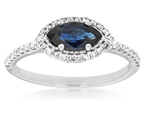 Kirk Signature Diamond Halo and Marquise Sapphire Ring