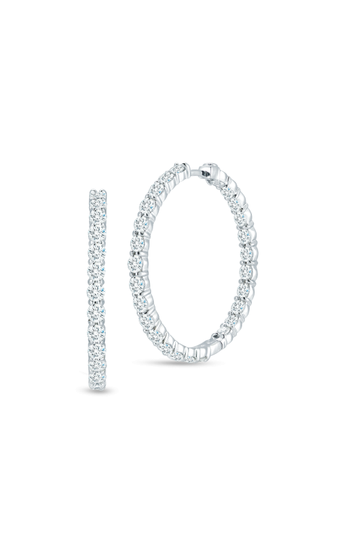 Roberto Coin 18K White Gold Large Inside Outside The Perfect Diamond Hoop Earrings