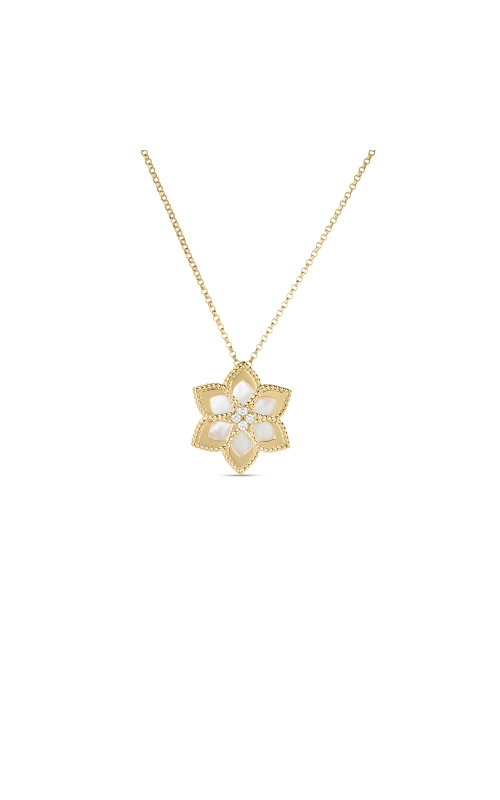 Roberto Coin 18k Yellow Gold Vernazza Diamond & Mother Of Pearl Flower Necklace