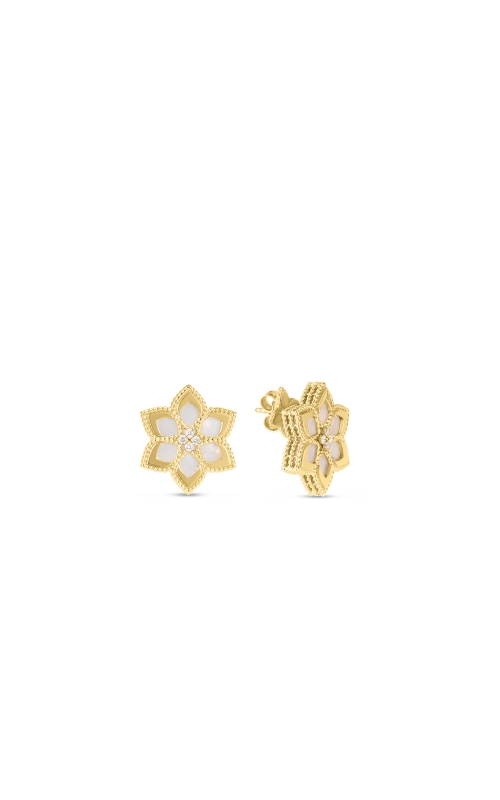 Roberto Coin 18k Yellow Gold Vernazza Diamond & Mother Of Pearl Flower Stud Earrings