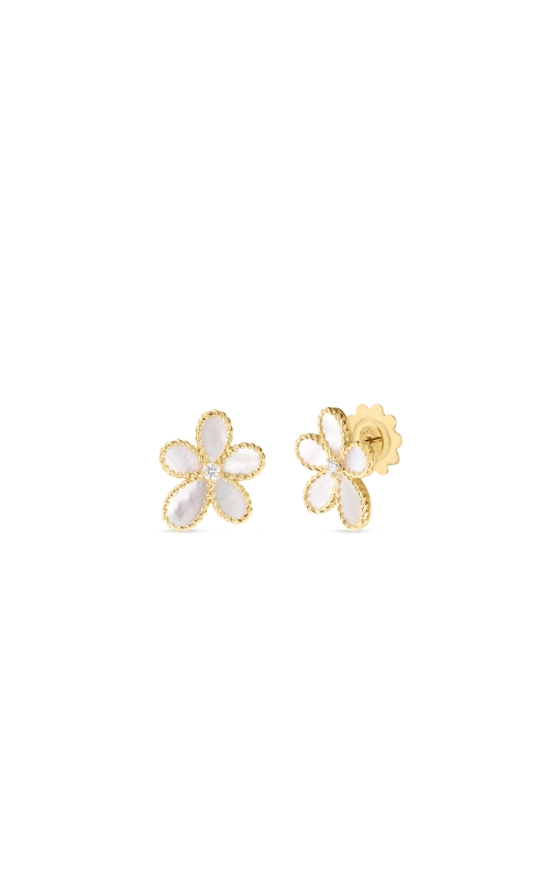 Roberto Coin 18k Yellow Gold Jasmine Diamond & Mother Of Pearl Flower Stud Earrings